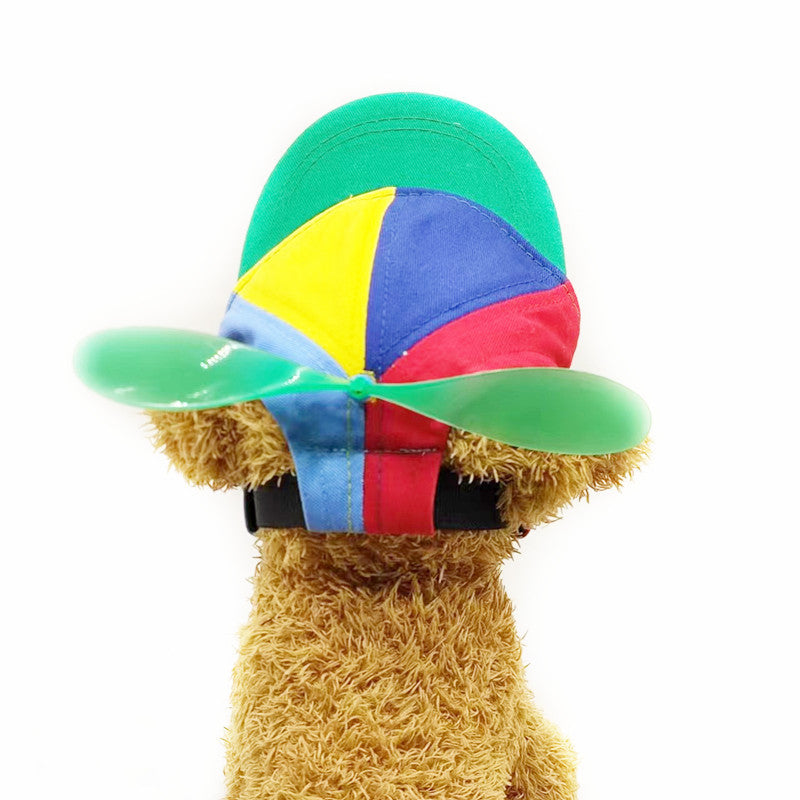 M Orange Pet Baseball Cap with Spinning Propeller - Colorful Fun Design - See Details for Sizing