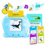 Blue Panda [Plain English] [112 Cards 224 Contents] Bilingual Early Learning Flash Card Reader - Interactive Audio Toy for Toddlers