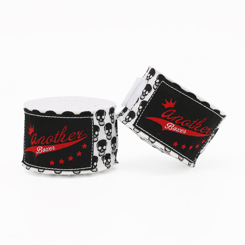 Small White Head Pro Grade 5m Boxing Hand Wraps - Printed Elastic Bandages for Training & Combat Sports (1 Pair)