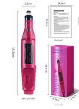 Long Grinding Needles (7-in-1) Electric Nail Drill Kit - USB Manicure Pedicure Polishing & Shaping Tool Set - Side View