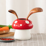 Small Size Red Whimsical Ceramic Mushroom Vase - Decorative Floral & Hydroponic Planter - Side View