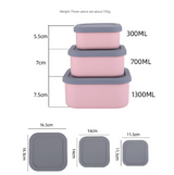 Purple 3-Piece Stackable Silicone Food Storage Container Set - Microwave Safe Lunch Boxes (300/700/1300ml) - Front View