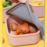 Purple 3-Piece Stackable Silicone Food Storage Container Set - Microwave Safe Lunch Boxes (300/700/1300ml) - Side View