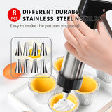Black Deluxe Cookie Press & Icing Gun Set - 13 Discs & Multiple Nozzles for Baking & Decorating - Side View