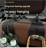 Coffee Heavy Duty Car Headrest Hooks (Set of 4 Units) - PU Leather Seat Back Organizer Hangers - Front View