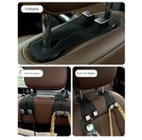 Coffee Heavy Duty Car Headrest Hooks (Set of 4 Units) - PU Leather Seat Back Organizer Hangers - Top-Down View