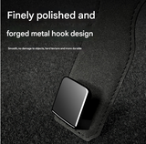 Black Premium PU Leather Car Headrest Hooks (Set of 4) - Stylish Seat Back Organizer Hangers - Front View