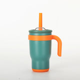 Green 14oz Insulated Tumbler with Handle & Straw - 304 Stainless Steel Car Cup (Contrast Color)