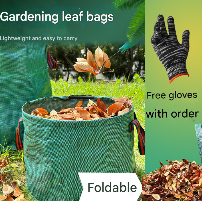 272L( ??7*76cm) Heavy Duty Collapsible Garden Waste Bags (Set of 2) - Large Reusable Yard Leaf Bin