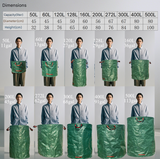 500L(Calibre80*100cm) Heavy Duty Collapsible Garden Waste Bags (Set of 2) - Large Reusable Yard Leaf Bin
