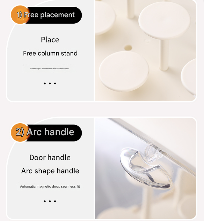 Cream White With Lamp Wall Mount & Desktop Blind Box Display Case - Clear Dustproof Storage Organizer for Collectibles & Figures