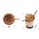 2PCS Blue Creative Wooden Pencil Shaving Pen Holder - Novelty Desk Organizer & Stationery Storage - Front View