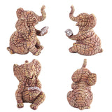 2 PCS Textured Resin Elephant Figurine - Decorative Stone-Look Statue for Home & Garden Decor - Front View