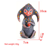 3PCS Two Eyes Fantasy Three-Eyed Alien Figurine Set - 3 Piece Resin Sculptures for Home & Garden Decor - Front View