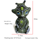 3PCS Four Eyes Fantasy Three-Eyed Alien Figurine Set - 3 Piece Resin Sculptures for Home & Garden Decor - Front View