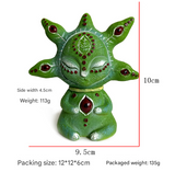 3PCS Five Eyes Fantasy Three-Eyed Alien Figurine Set - 3 Piece Resin Sculptures for Home & Garden Decor - Front View