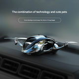 Silver Solar Powered Drone Car Air Freshener - Rotating Propeller Vehicle Scent Diffuser Ornament - Top-Down View
