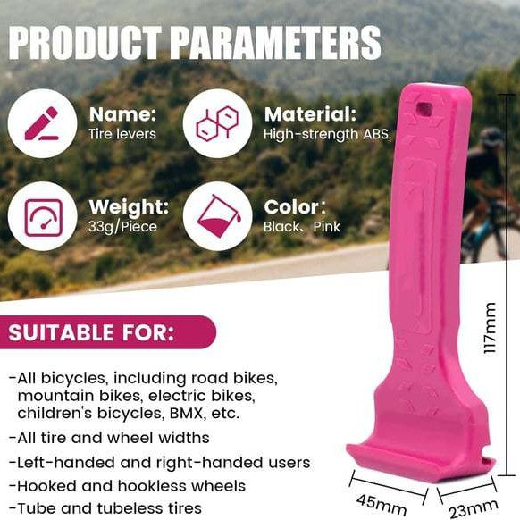 2PCS Pink Durable ABS Bicycle Tire Lever - Easy Tyre Removal & Repair Tool
