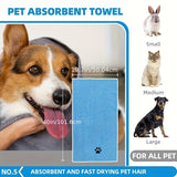 Blue 6-Piece Dog Grooming Bath Set - Absorbent Microfiber Towels & Wash Mitts for Shiny Coats