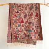 Pink Bohemian Paisley Print Scarf - Large Lightweight Shawl Wrap - 200cm x 65cm