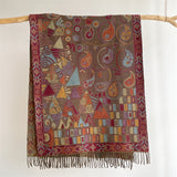 Green Bohemian Paisley Print Scarf - Large Lightweight Shawl Wrap - 200cm x 65cm