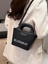Small and lightweight black BLONMAY bucket bag, perfect for everyday use - Front View