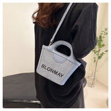 Small and lightweight blue BLONMAY bucket bag, perfect for everyday use - Front View