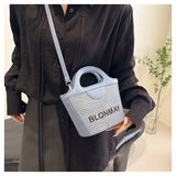 Small and lightweight blue BLONMAY bucket bag, perfect for everyday use - Side View