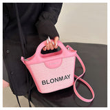Small and lightweight Pink BLONMAY bucket bag, perfect for everyday use - Front View