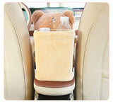Cute Cloud Bear Tissue Holder for Car - Plush Toy with Storage - Side View