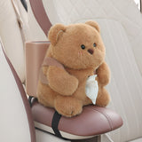 Adorable Bear Tissue Holder for Car - Plush Toy with Storage - Front View