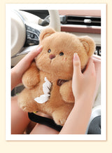 Adorable Bear Tissue Holder for Car - Plush Toy with Storage - Side View