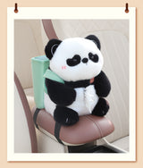 Adorable Panda Tissue Holder for Car - Plush Toy with Storage - Front View