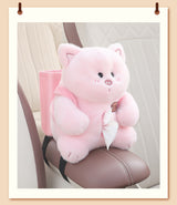 Adorable Pink Pig Tissue Holder for Car - Plush Toy with Storage - Front View