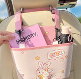 Adorable Bunny with bow Car Trash Holder - Keeps Your Car Tidy - Front View