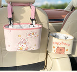 Adorable Bunny with bow Car Trash Holder - Keeps Your Car Tidy - Side View