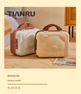Cute Bear Face Hard-Shell Storage Case with Lock - 14-Inch gold Travel Organizer