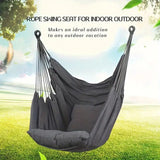 Colorful Striped Hammock Chair with Ropes and Storage Bag - Yellow Stripes - Side View
