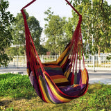 Colorful Striped Hammock Chair with Ropes and Storage Bag - Yellow Stripes - Top-Down View