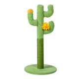 Cactus-Shaped Cat Scratching Post with Sisal Rope and Plush Chenille - Green - Top-Down View