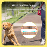 Black Shock Absorbing Dog Leash with Reflective Stitching - 135cm for Small to Large Dogs - Top-Down View