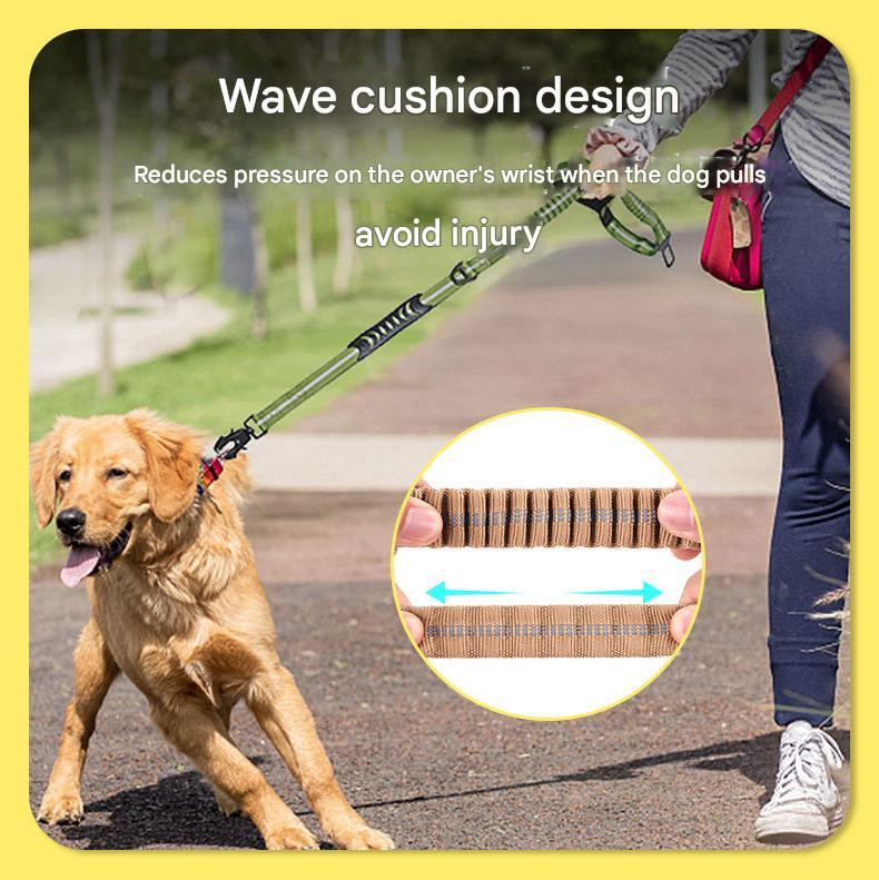 Blue Shock Absorbing Dog Leash with Reflective Stitching - 135cm for Small to Large Dogs