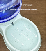 Blue Automatic Pet Feeder and Drinker Combo for Cats and Small Dogs - 2 in 1 Detachable Design - Side View