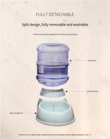 Blue Automatic Pet Feeder and Drinker Combo for Cats and Small Dogs - 2 in 1 Detachable Design - Top-Down View