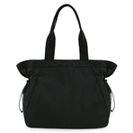 Water-Resistant Tote Bag with Drawstring Side-Cinch and Snap Closure - 18L Capacity Black