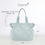 Water-Resistant Tote Bag with Drawstring Side-Cinch and Snap Closure - 18L Capacity Black