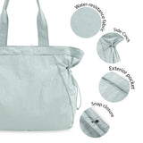 Water-Resistant Tote Bag with Drawstring Side-Cinch and Snap Closure - 18L Capacity Black - Side View