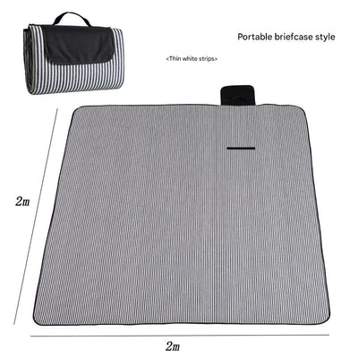 Waterproof Foldable Picnic Blanket with Handle - 2x2m Thin white strip