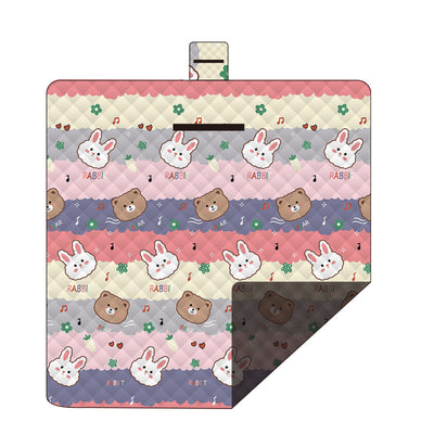 Waterproof Foldable Picnic Blanket with Musical Bunny Print - 200x200cm