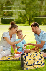 Waterproof Foldable Picnic Blanket with strawberry Print - 200x200cm - Top-Down View